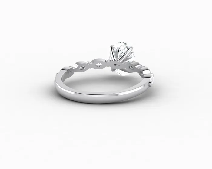 Sapheena Jewelry Rings Giulia 10 Ct Oval Cut Engagement Ring With Marquise Side Stones