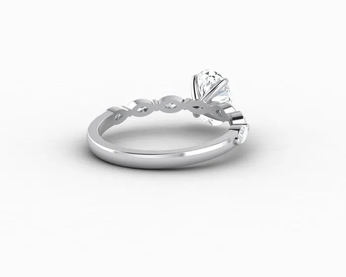 Sapheena Jewelry Rings Giulia 10 Ct Oval Cut Engagement Ring With Marquise Side Stones