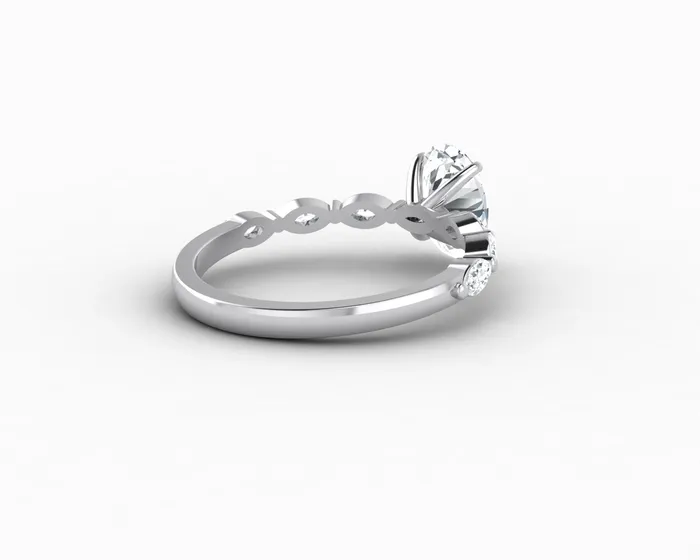 Sapheena Jewelry Rings Giulia 10 Ct Oval Cut Engagement Ring With Marquise Side Stones