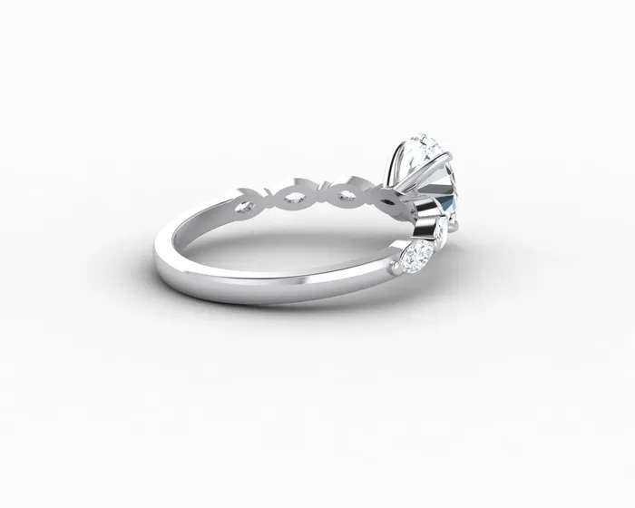 Sapheena Jewelry Rings Giulia 10 Ct Oval Cut Engagement Ring With Marquise Side Stones
