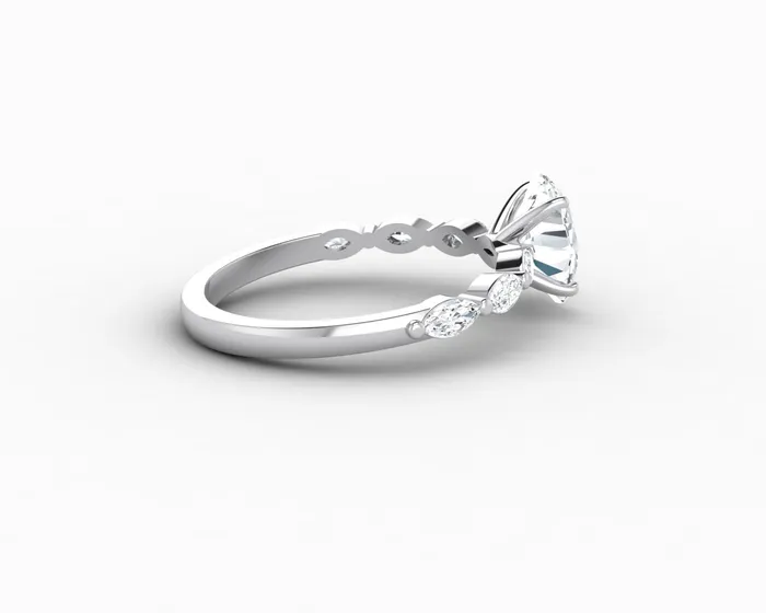 Sapheena Jewelry Rings Giulia 10 Ct Oval Cut Engagement Ring With Marquise Side Stones