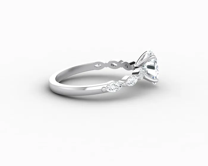 Sapheena Jewelry Rings Giulia 10 Ct Oval Cut Engagement Ring With Marquise Side Stones