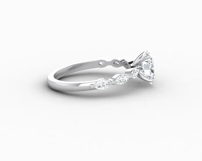 Sapheena Jewelry Rings Giulia 10 Ct Oval Cut Engagement Ring With Marquise Side Stones