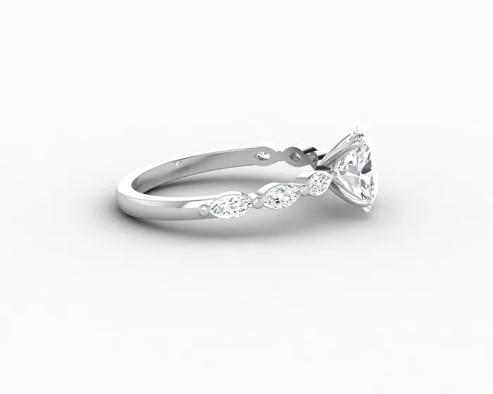 Sapheena Jewelry Rings Giulia 10 Ct Oval Cut Engagement Ring With Marquise Side Stones