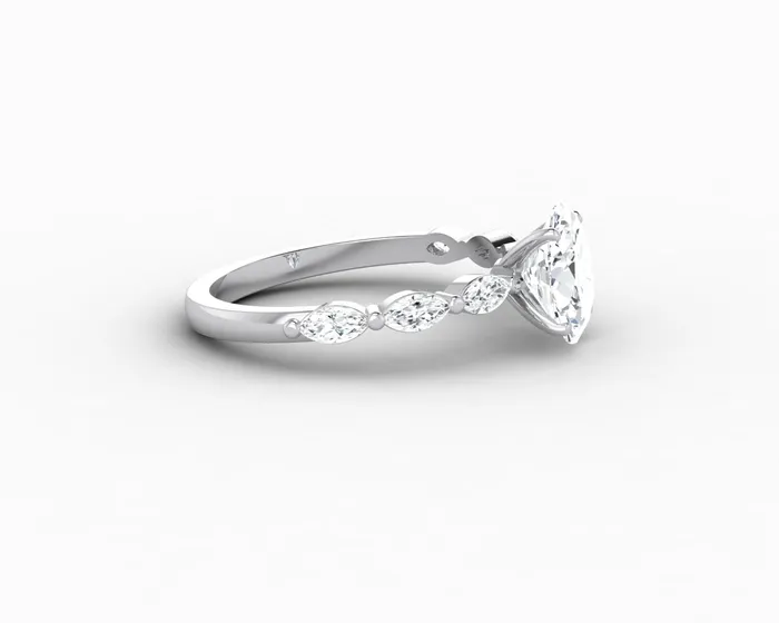 Sapheena Jewelry Rings Giulia 10 Ct Oval Cut Engagement Ring With Marquise Side Stones