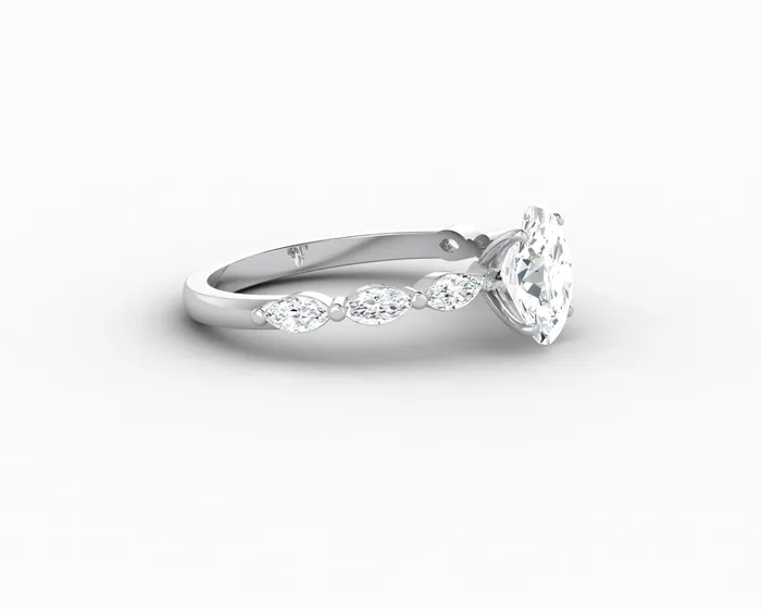 Sapheena Jewelry Rings Giulia 10 Ct Oval Cut Engagement Ring With Marquise Side Stones