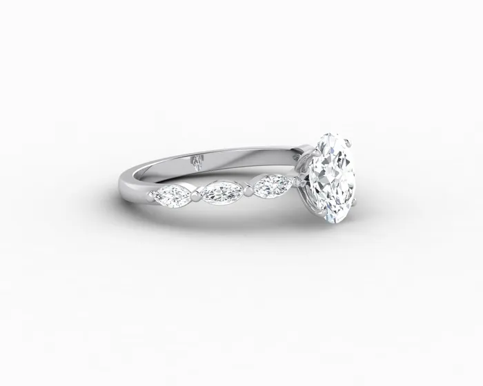 Sapheena Jewelry Rings Giulia 10 Ct Oval Cut Engagement Ring With Marquise Side Stones
