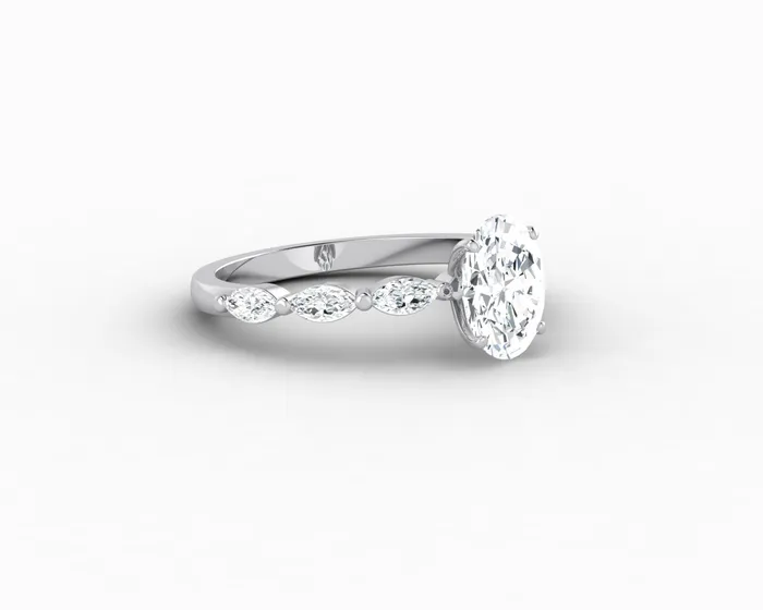 Sapheena Jewelry Rings Giulia 10 Ct Oval Cut Engagement Ring With Marquise Side Stones