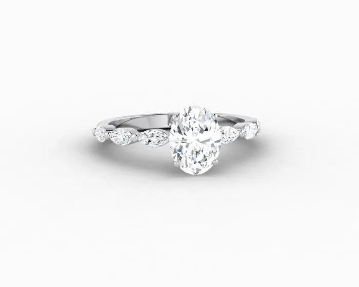 Sapheena Jewelry Rings Giulia 10 Ct Oval Cut Engagement Ring With Marquise Side Stones