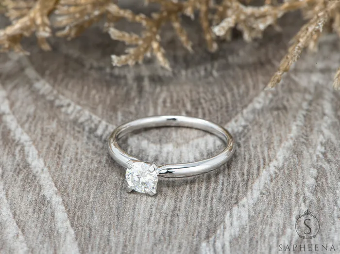 Sapheena Jewelry Rings Lina 05 Ct Solitaire Round Cut LabGrown Diamond Engagement Ring