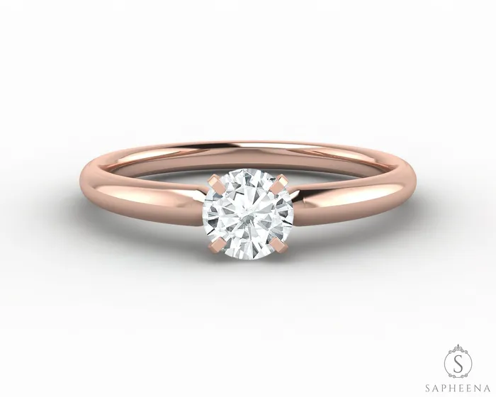 Sapheena Jewelry Rings Lina 05 Ct Solitaire Round Cut LabGrown Diamond Engagement Ring