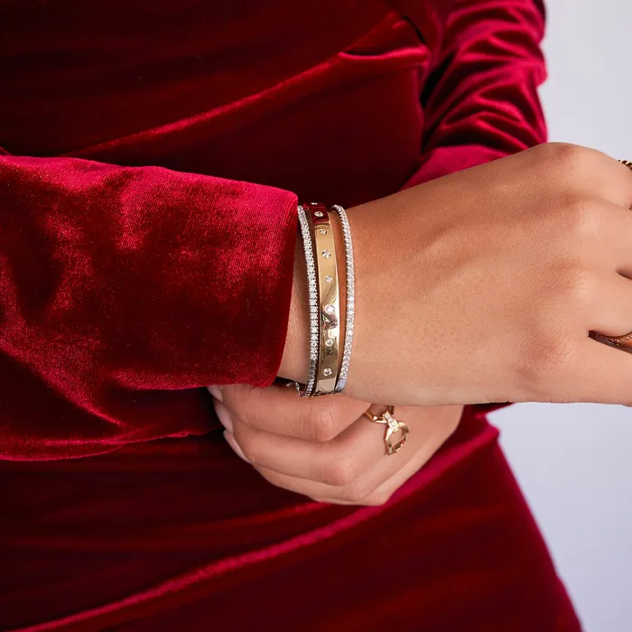 Scattered Diamond Partial Bangle Bracelet NicoleHD Jewelry Bracelets
