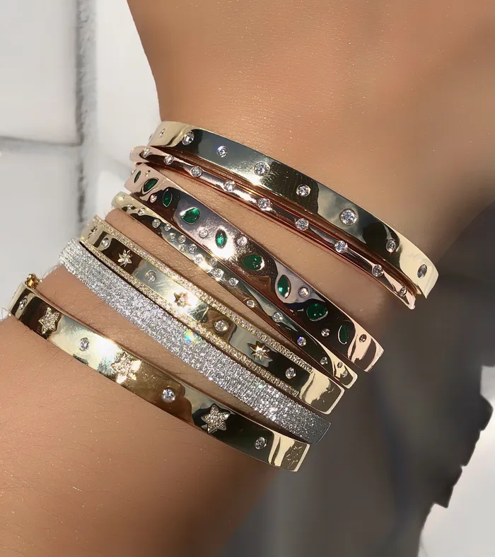 Scattered Diamond Partial Bangle Bracelet NicoleHD Jewelry Bracelets