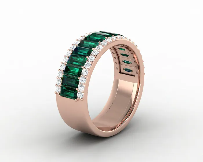 Serena 20 Ct Triple Row Green Emerald Half Eternity Wedding Band Sapheena Jewelry Rings