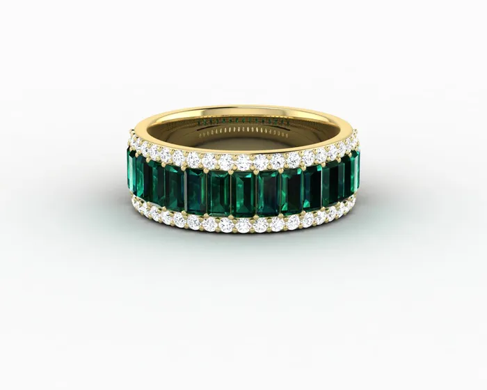 Serena 20 Ct Triple Row Green Emerald Half Eternity Wedding Band Sapheena Jewelry Rings