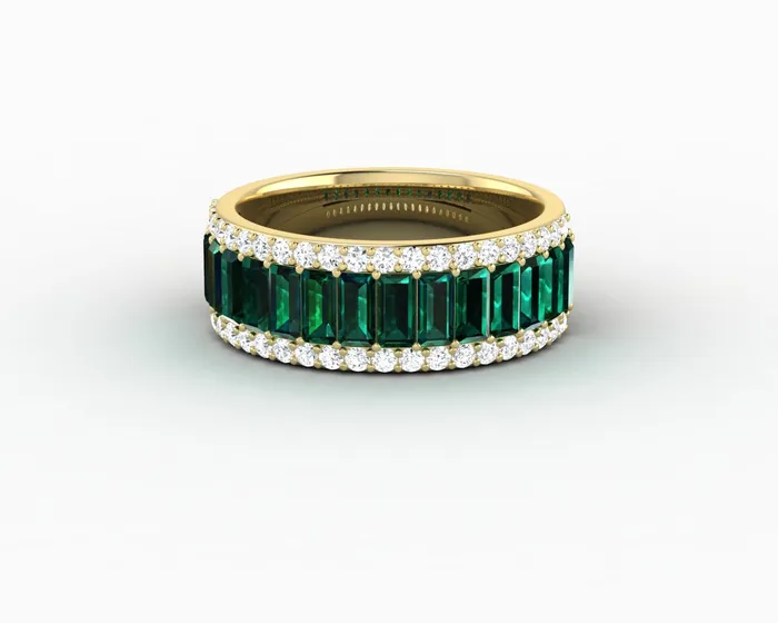 Serena 20 Ct Triple Row Green Emerald Half Eternity Wedding Band Sapheena Jewelry Rings