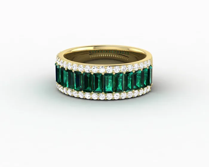 Serena 20 Ct Triple Row Green Emerald Half Eternity Wedding Band Sapheena Jewelry Rings