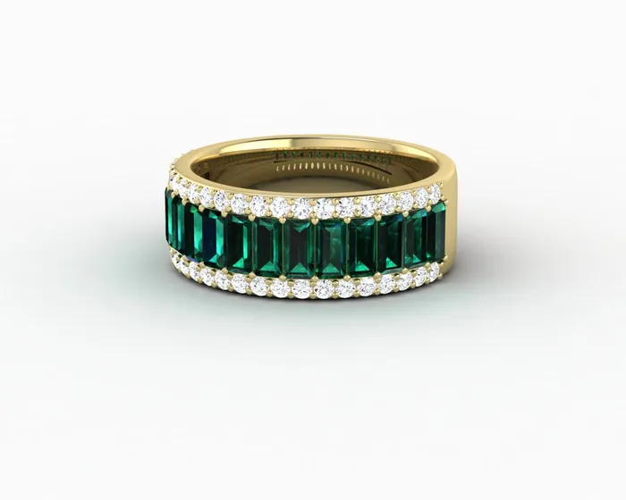 Serena 20 Ct Triple Row Green Emerald Half Eternity Wedding Band Sapheena Jewelry Rings