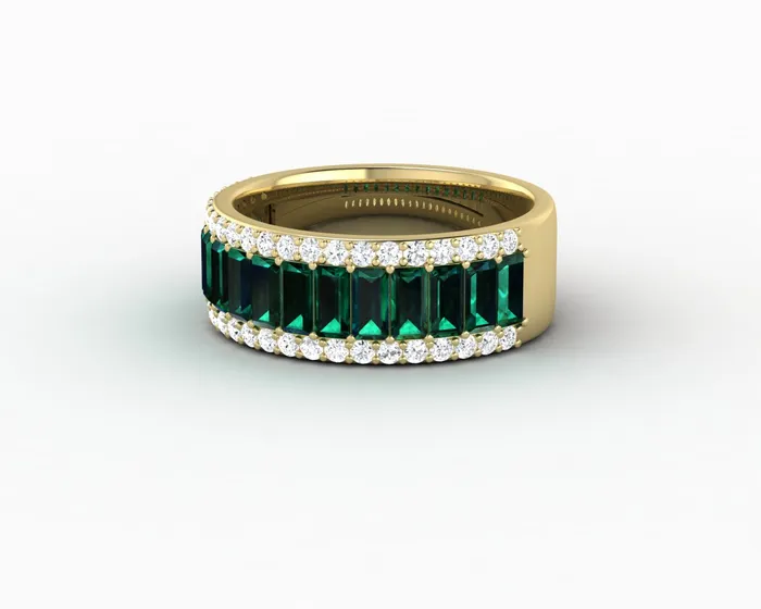 Serena 20 Ct Triple Row Green Emerald Half Eternity Wedding Band Sapheena Jewelry Rings