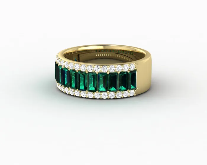 Serena 20 Ct Triple Row Green Emerald Half Eternity Wedding Band Sapheena Jewelry Rings