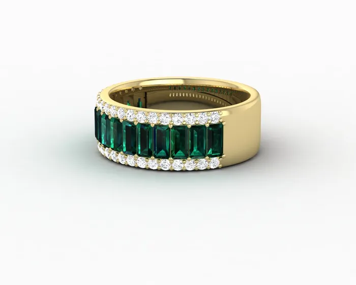 Serena 20 Ct Triple Row Green Emerald Half Eternity Wedding Band Sapheena Jewelry Rings