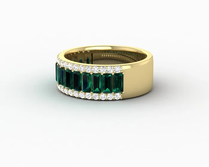 Serena 20 Ct Triple Row Green Emerald Half Eternity Wedding Band Sapheena Jewelry Rings