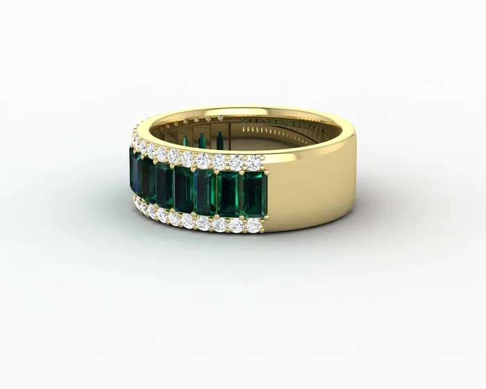 Serena 20 Ct Triple Row Green Emerald Half Eternity Wedding Band Sapheena Jewelry Rings