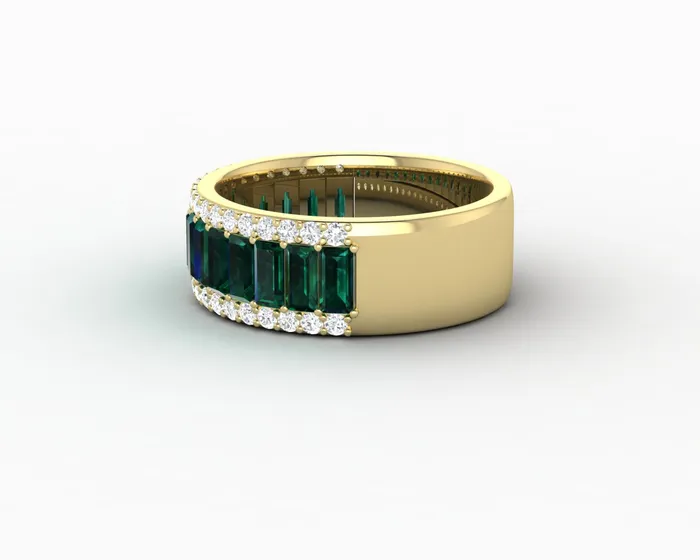 Serena 20 Ct Triple Row Green Emerald Half Eternity Wedding Band Sapheena Jewelry Rings