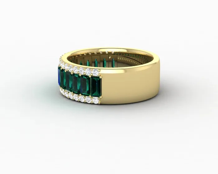 Serena 20 Ct Triple Row Green Emerald Half Eternity Wedding Band Sapheena Jewelry Rings