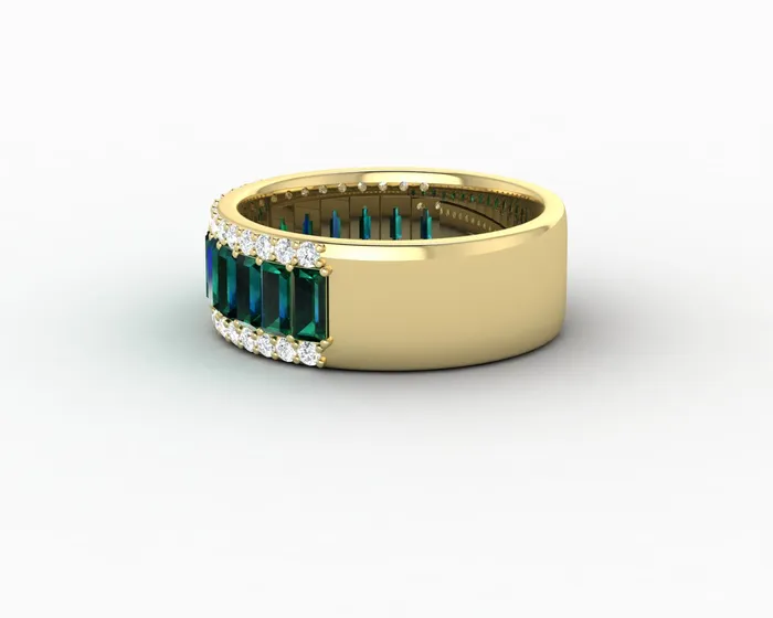 Serena 20 Ct Triple Row Green Emerald Half Eternity Wedding Band Sapheena Jewelry Rings