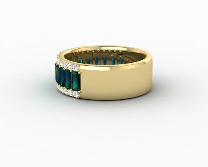 Serena 20 Ct Triple Row Green Emerald Half Eternity Wedding Band Sapheena Jewelry Rings