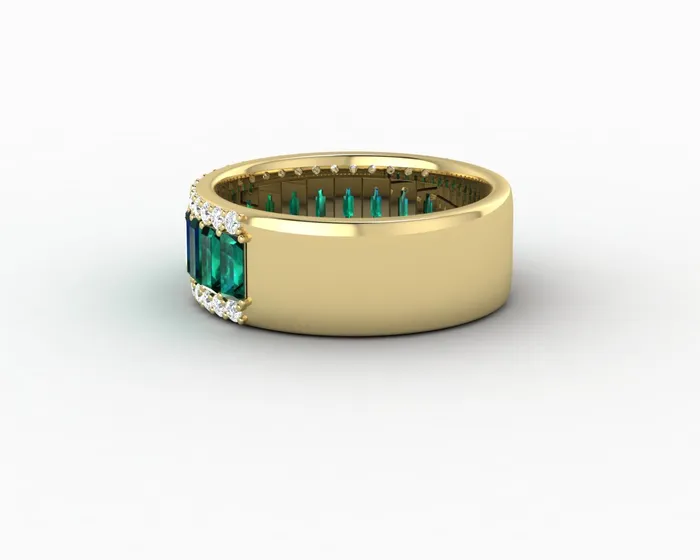 Serena 20 Ct Triple Row Green Emerald Half Eternity Wedding Band Sapheena Jewelry Rings