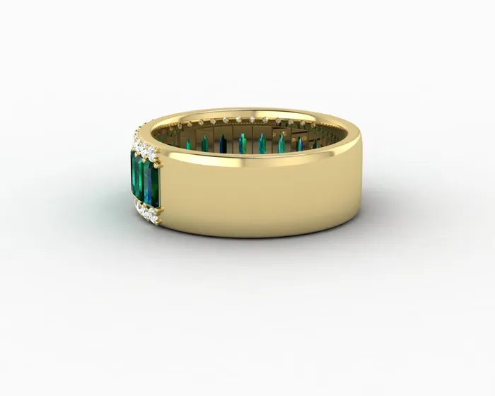 Serena 20 Ct Triple Row Green Emerald Half Eternity Wedding Band Sapheena Jewelry Rings