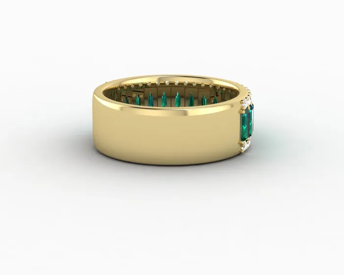 Serena 20 Ct Triple Row Green Emerald Half Eternity Wedding Band Sapheena Jewelry Rings