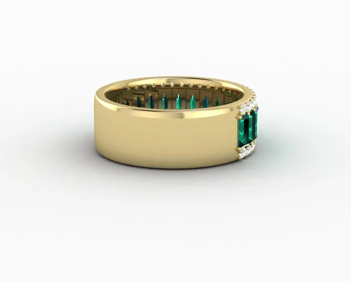 Serena 20 Ct Triple Row Green Emerald Half Eternity Wedding Band Sapheena Jewelry Rings