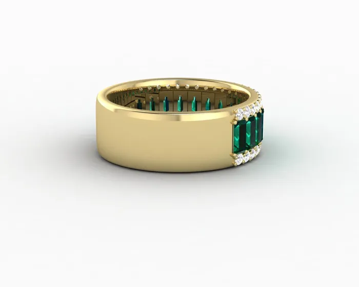 Serena 20 Ct Triple Row Green Emerald Half Eternity Wedding Band Sapheena Jewelry Rings