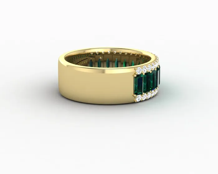 Serena 20 Ct Triple Row Green Emerald Half Eternity Wedding Band Sapheena Jewelry Rings