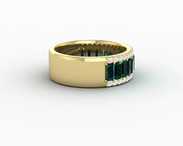 Serena 20 Ct Triple Row Green Emerald Half Eternity Wedding Band Sapheena Jewelry Rings