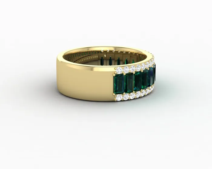 Serena 20 Ct Triple Row Green Emerald Half Eternity Wedding Band Sapheena Jewelry Rings