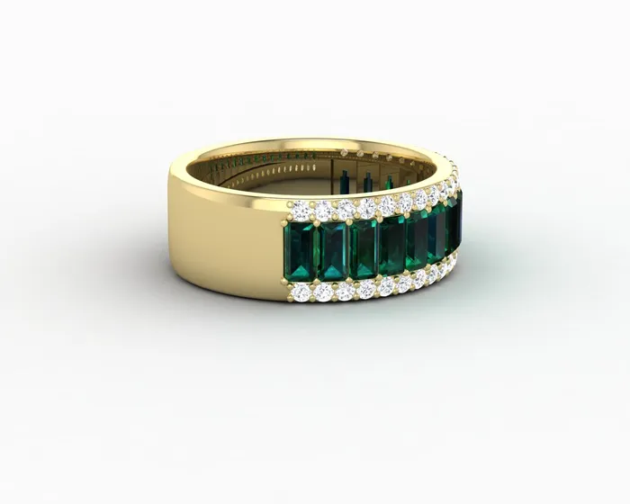 Serena 20 Ct Triple Row Green Emerald Half Eternity Wedding Band Sapheena Jewelry Rings