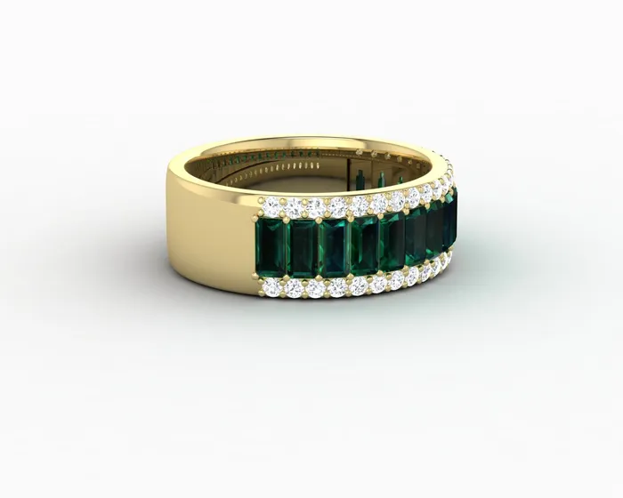 Serena 20 Ct Triple Row Green Emerald Half Eternity Wedding Band Sapheena Jewelry Rings