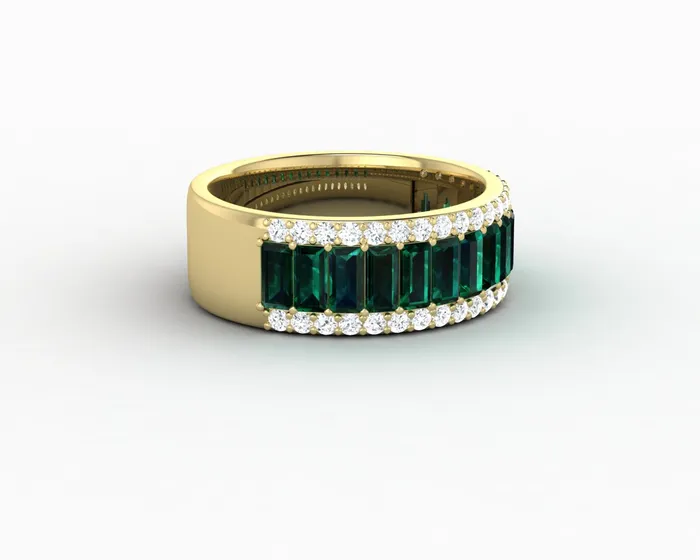 Serena 20 Ct Triple Row Green Emerald Half Eternity Wedding Band Sapheena Jewelry Rings