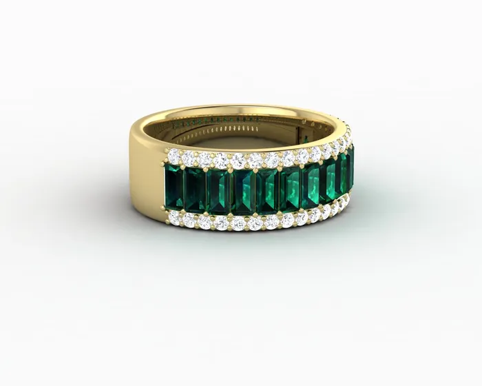 Serena 20 Ct Triple Row Green Emerald Half Eternity Wedding Band Sapheena Jewelry Rings
