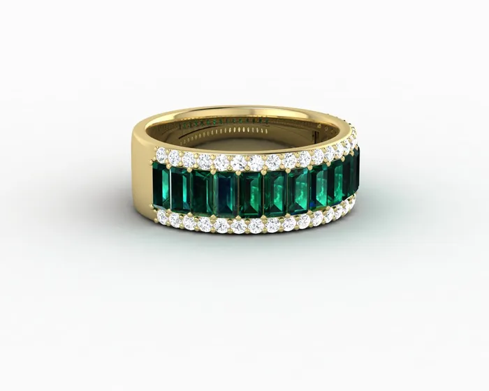 Serena 20 Ct Triple Row Green Emerald Half Eternity Wedding Band Sapheena Jewelry Rings
