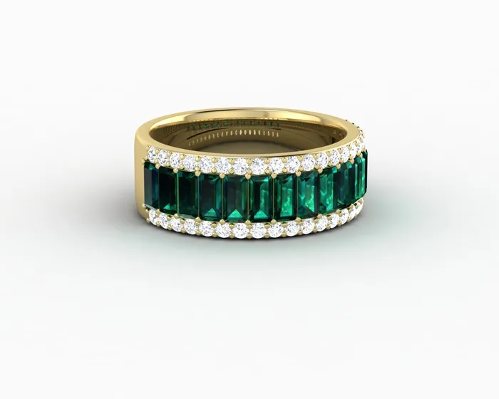 Serena 20 Ct Triple Row Green Emerald Half Eternity Wedding Band Sapheena Jewelry Rings