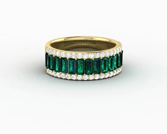 Serena 20 Ct Triple Row Green Emerald Half Eternity Wedding Band Sapheena Jewelry Rings
