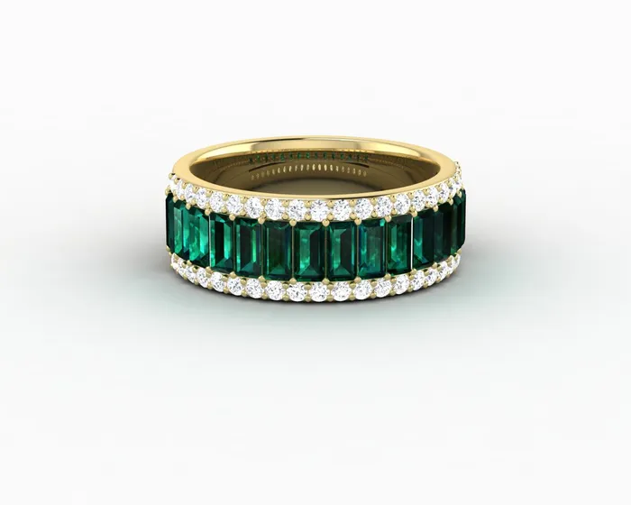 Serena 20 Ct Triple Row Green Emerald Half Eternity Wedding Band Sapheena Jewelry Rings