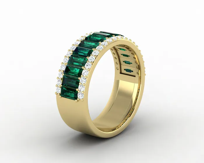 Serena 20 Ct Triple Row Green Emerald Half Eternity Wedding Band Sapheena Jewelry Rings