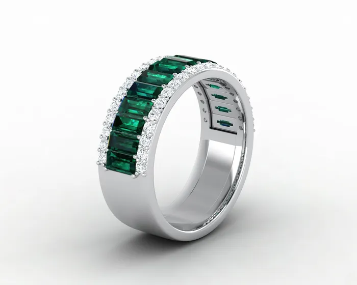 Serena 20 Ct Triple Row Green Emerald Half Eternity Wedding Band Sapheena Jewelry Rings