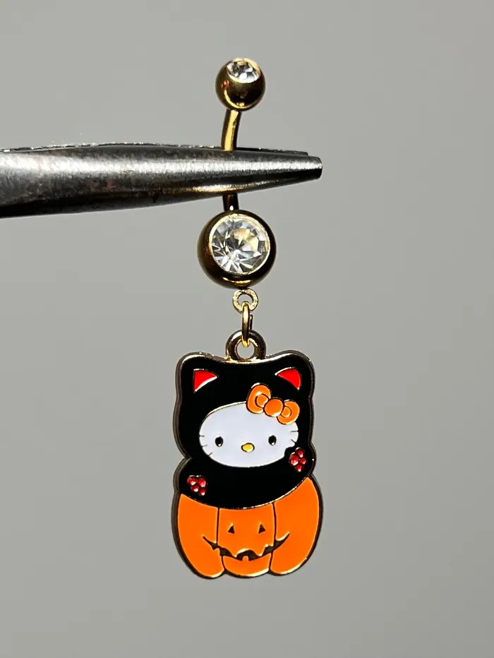 She Ate Rings Kittys Jack O Lantern Belly Ring
